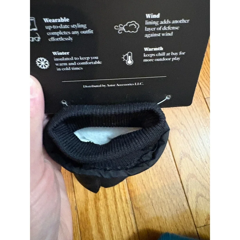 London Fog Kids Black Insulated Winter Mittens Water Resistant 4-6 Years NEW
